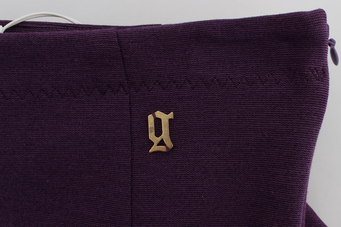 John Galliano Purple Stretch Pencil Skirt