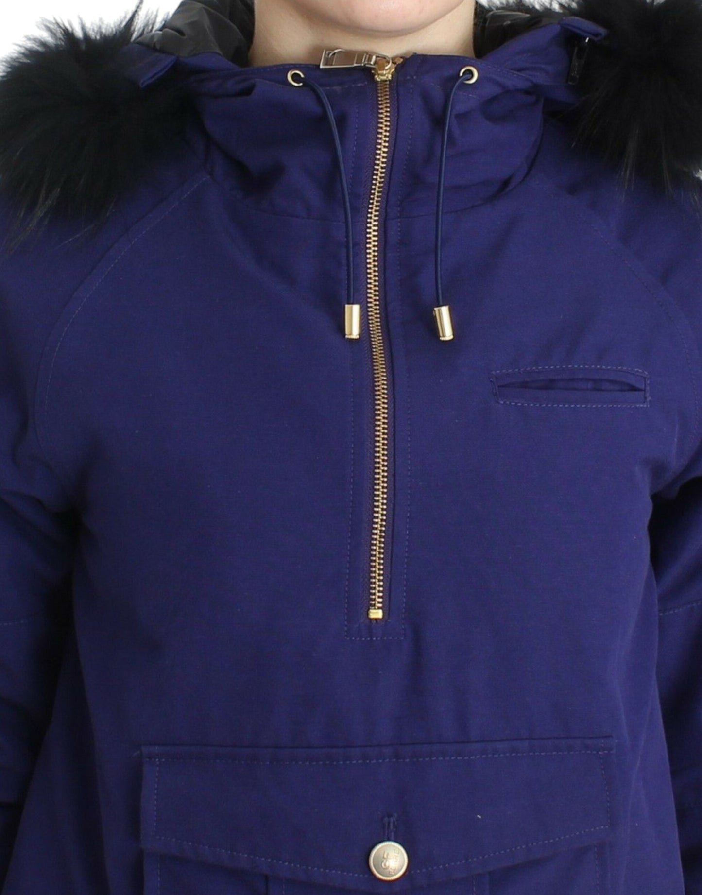 GF Ferre Blue Padded Jacket Hooded Short K-Way