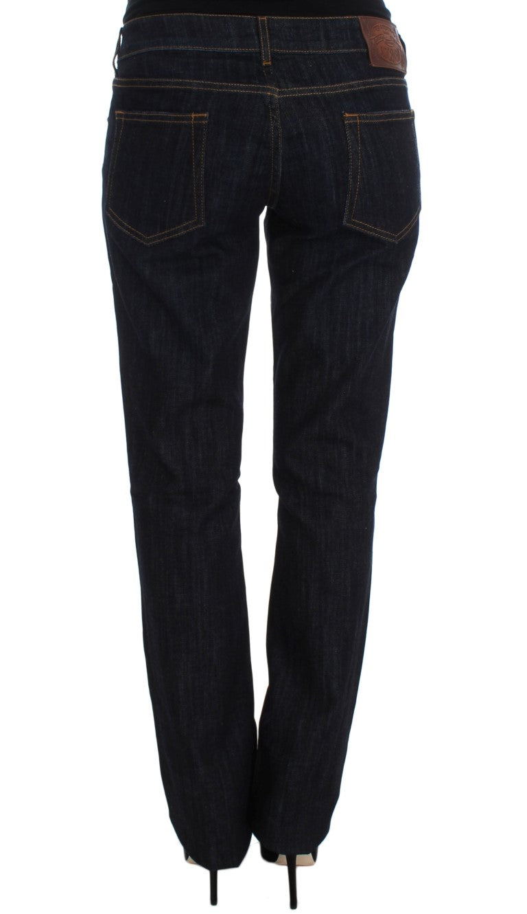 Cavalli Blue Cotton Straight Fit Stretch Jeans