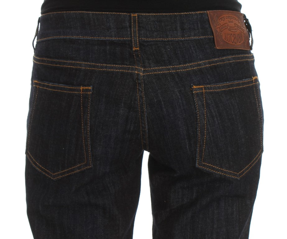 Cavalli Blue Cotton Straight Fit Stretch Jeans