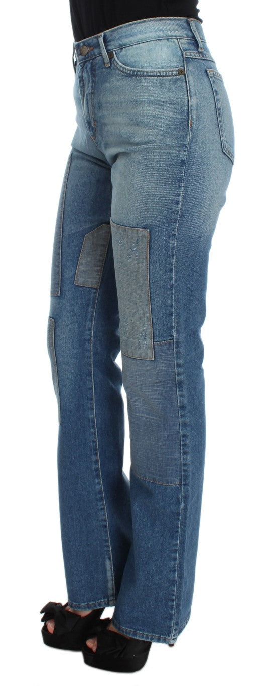 Cavalli Blue Wash Cotton Slim Fit Bootcut Jeans