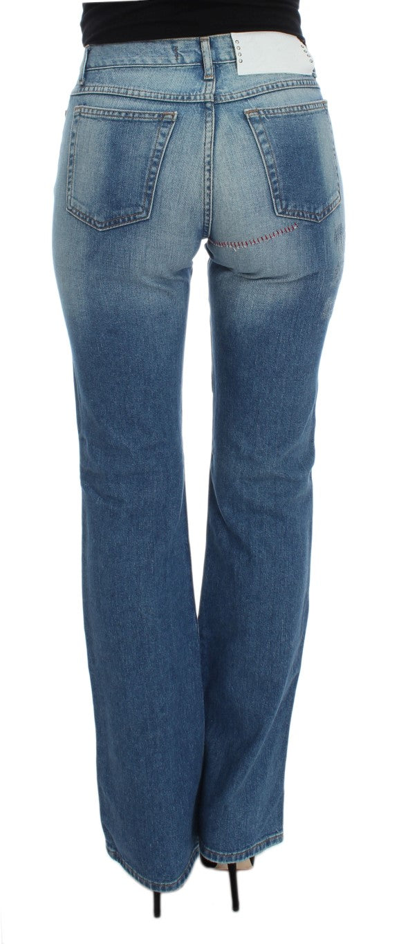 Cavalli Blue Wash Cotton Slim Fit Bootcut Jeans