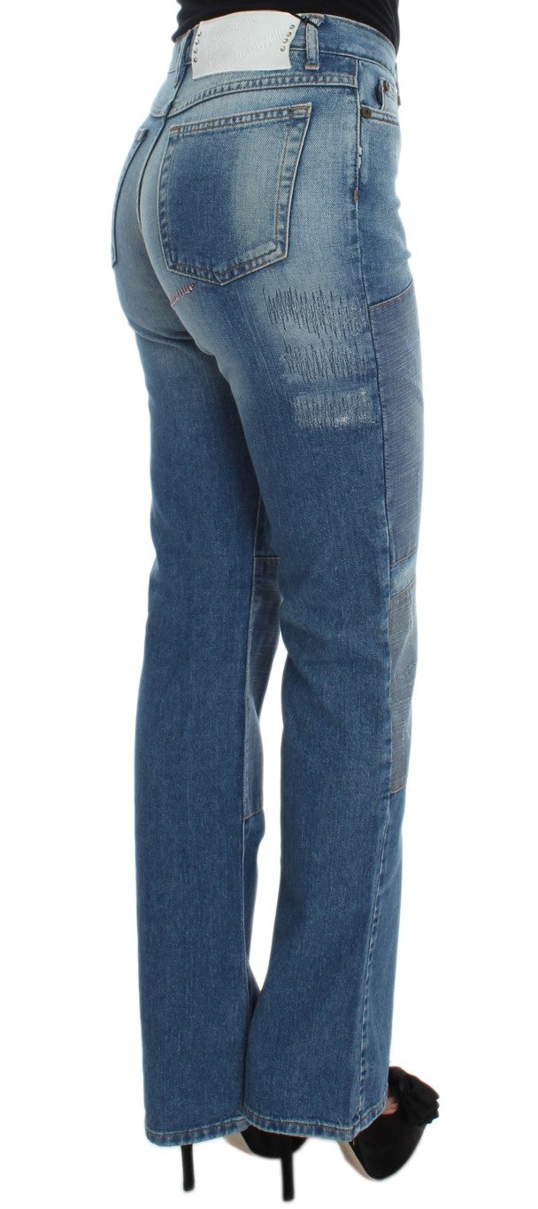 Cavalli Blue Wash Cotton Slim Fit Bootcut Jeans