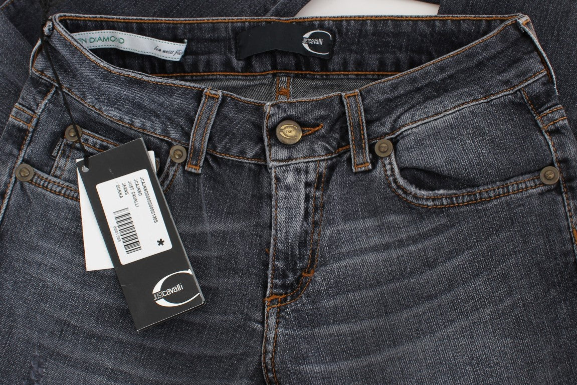 Cavalli Blue Wash Cotton Blend Slim Fit Jeans