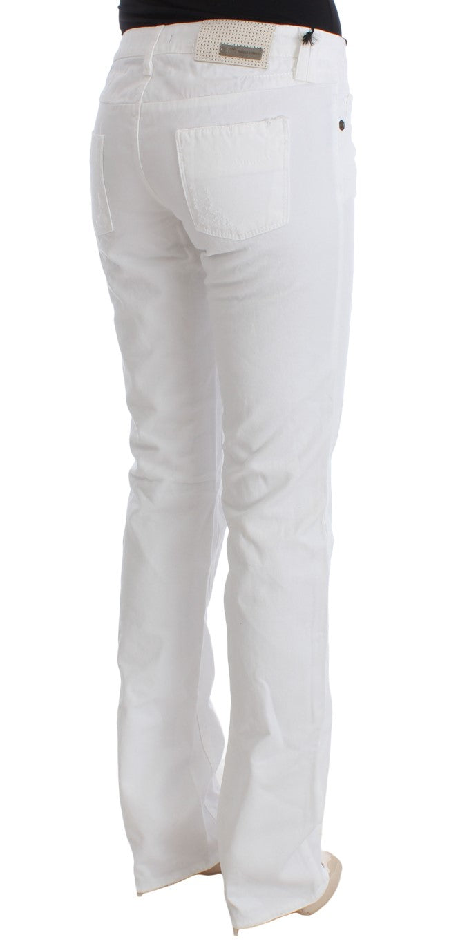 Costume National White Cotton Slim Fit Denim Bootcut Jeans