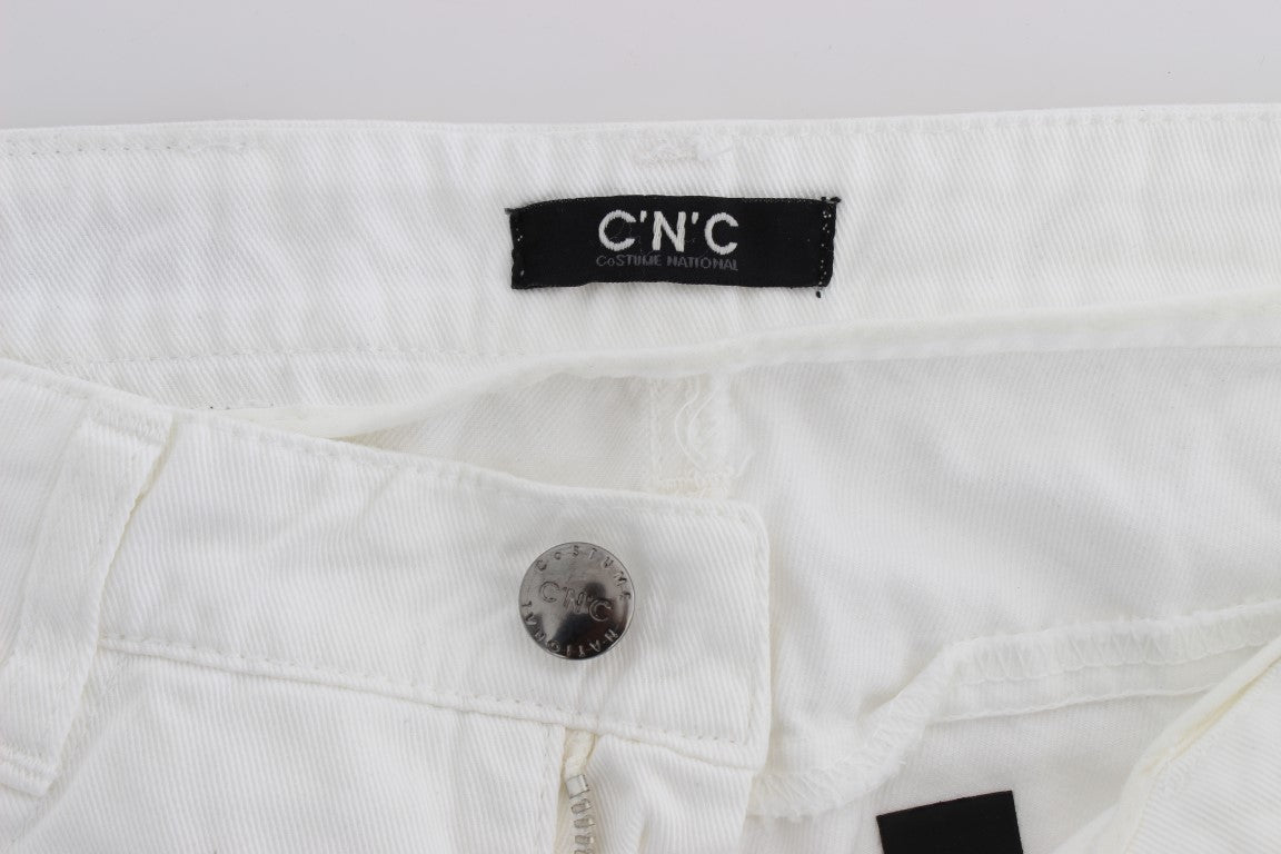 Costume National White Cotton Slim Fit Denim Bootcut Jeans