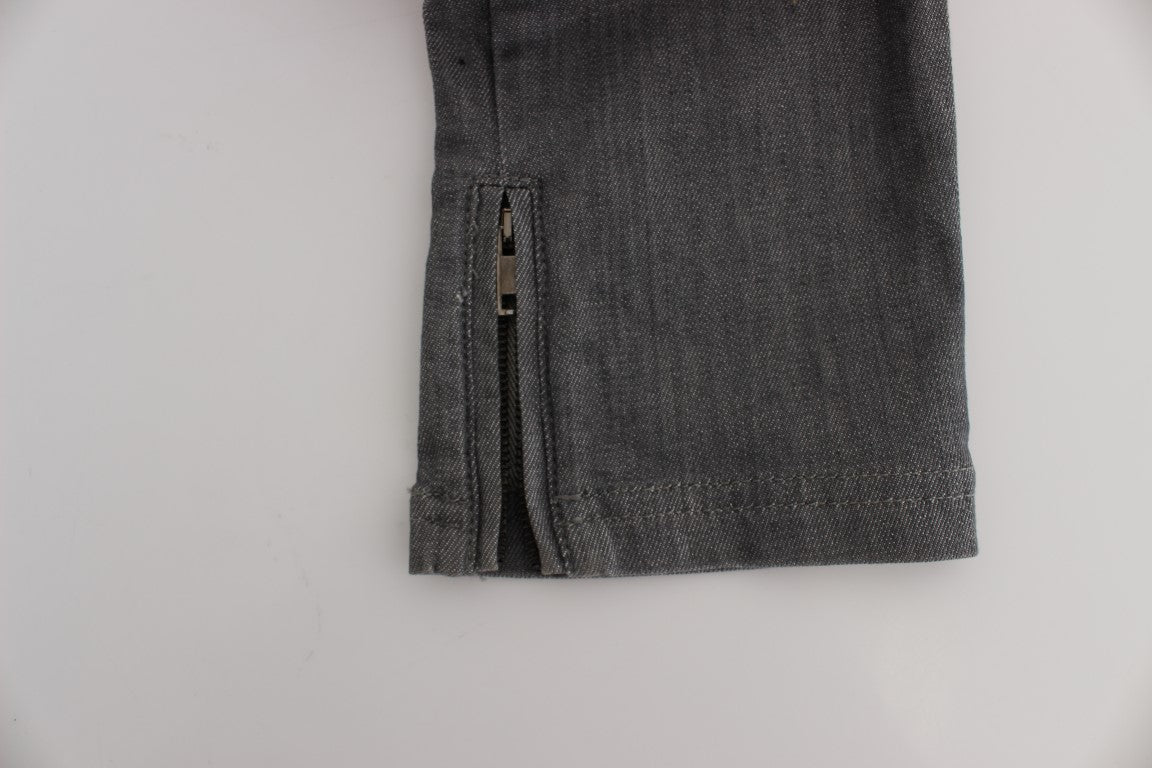 Costume National Gray Cotton Blend Slim Fit Jeans