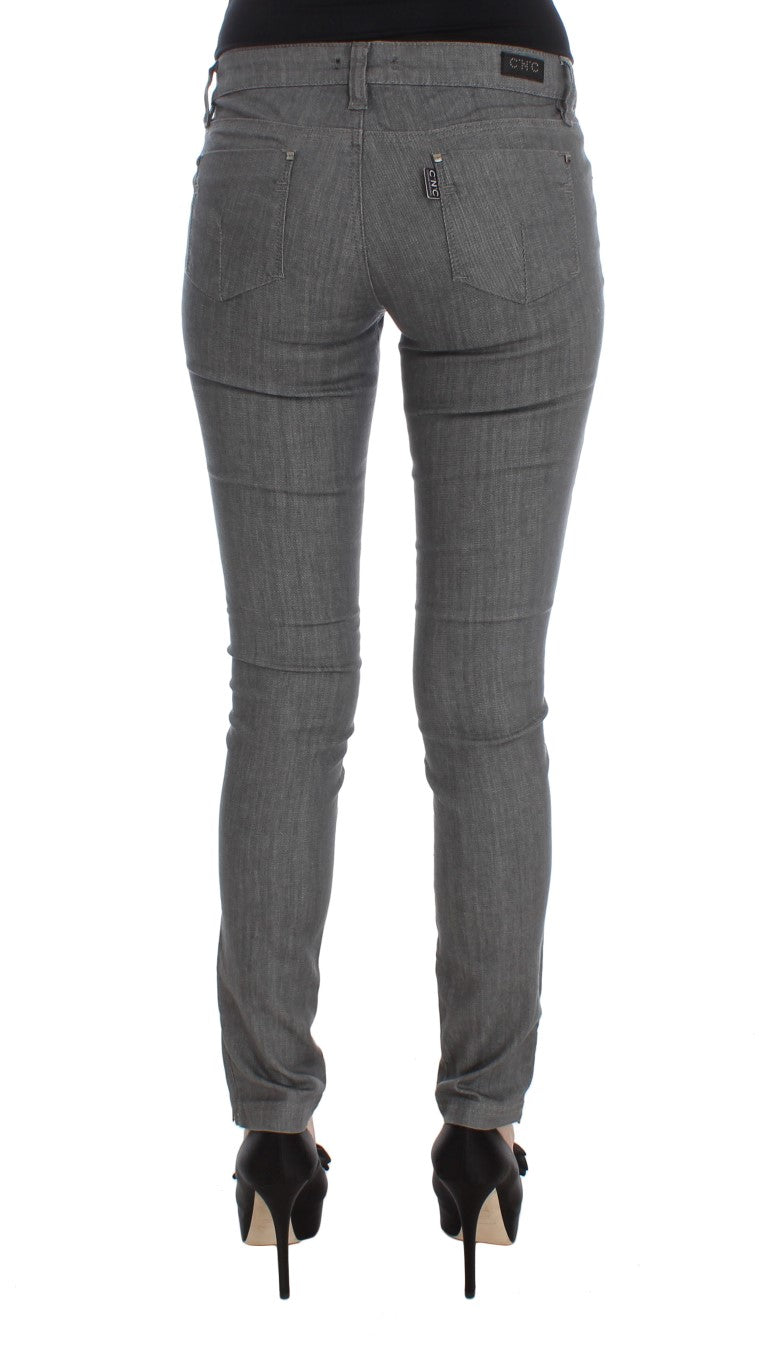 Costume National Gray Cotton Blend Slim Fit Jeans