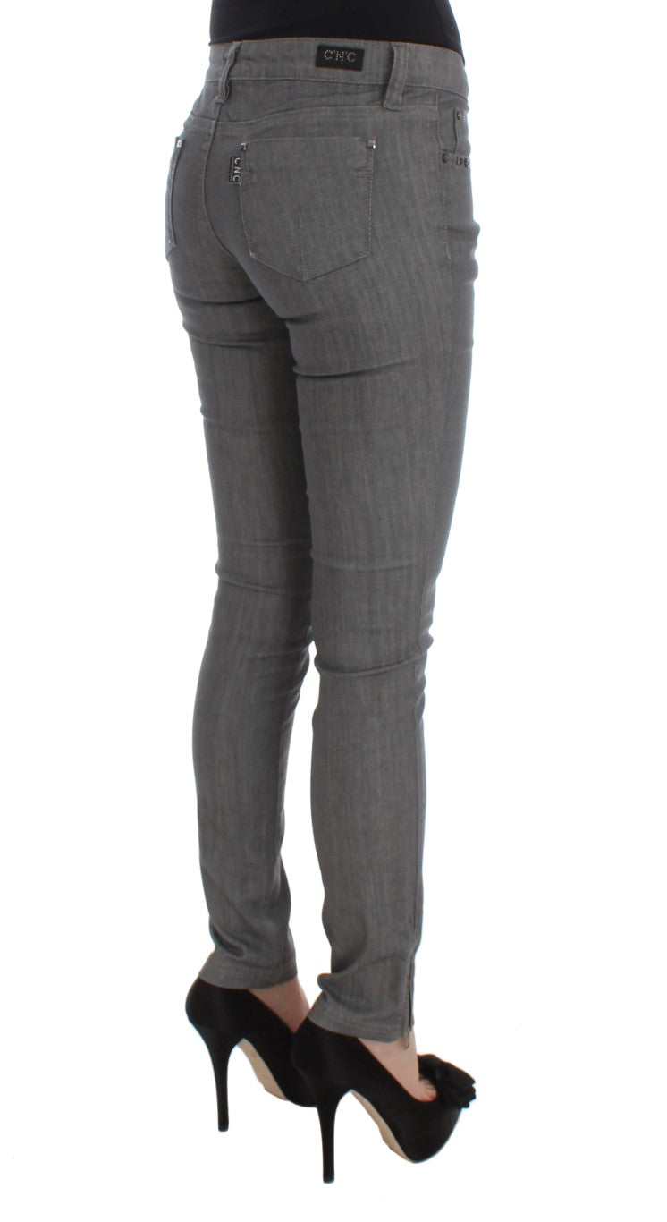 Costume National Gray Cotton Blend Slim Fit Jeans