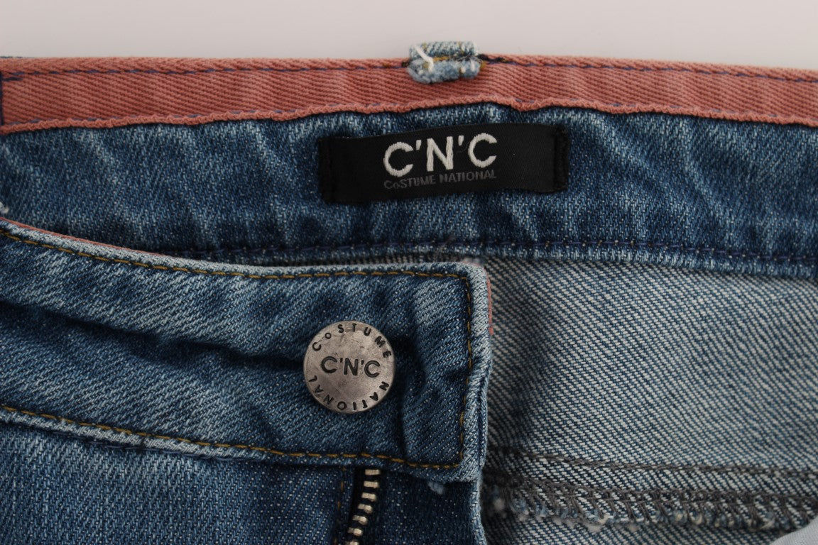 Costume National Blue Cotton Slim Fit Cropped Jeans