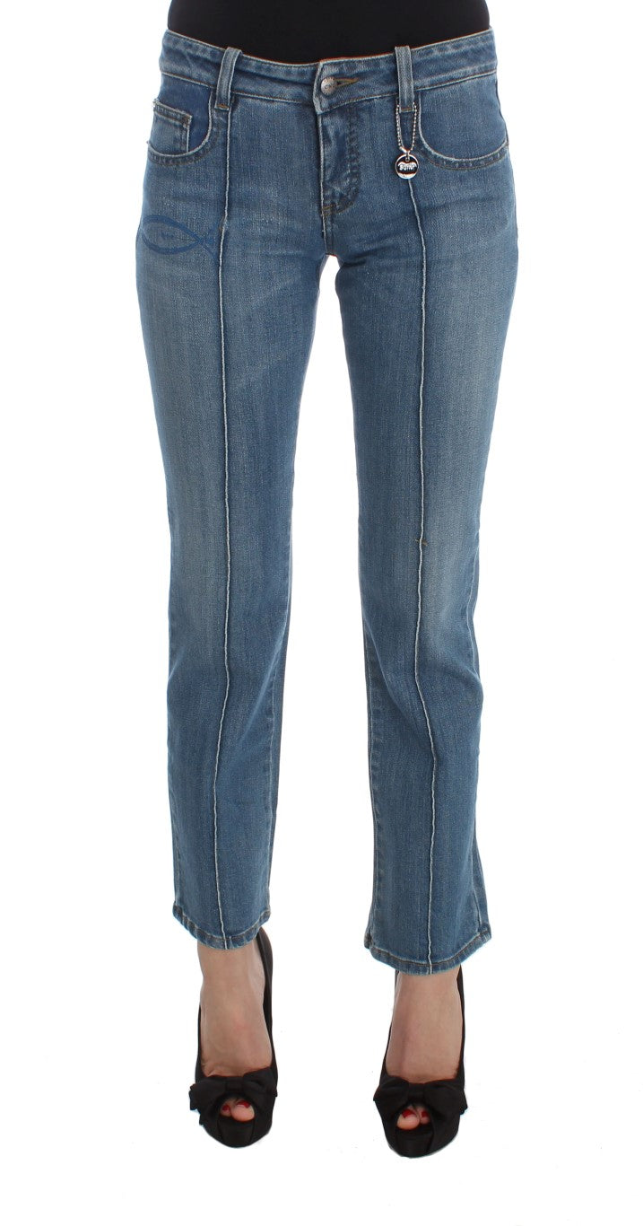 Costume National Blue Cotton Slim Fit Cropped Jeans