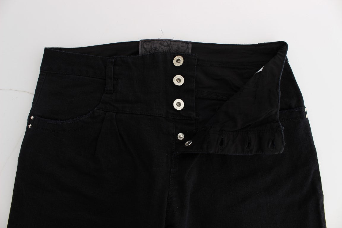 Costume National Black Cotton Slim Fit Cropped Jeans