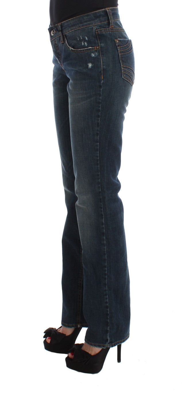 Costume National Blue Cotton Blend Bootcut Jeans