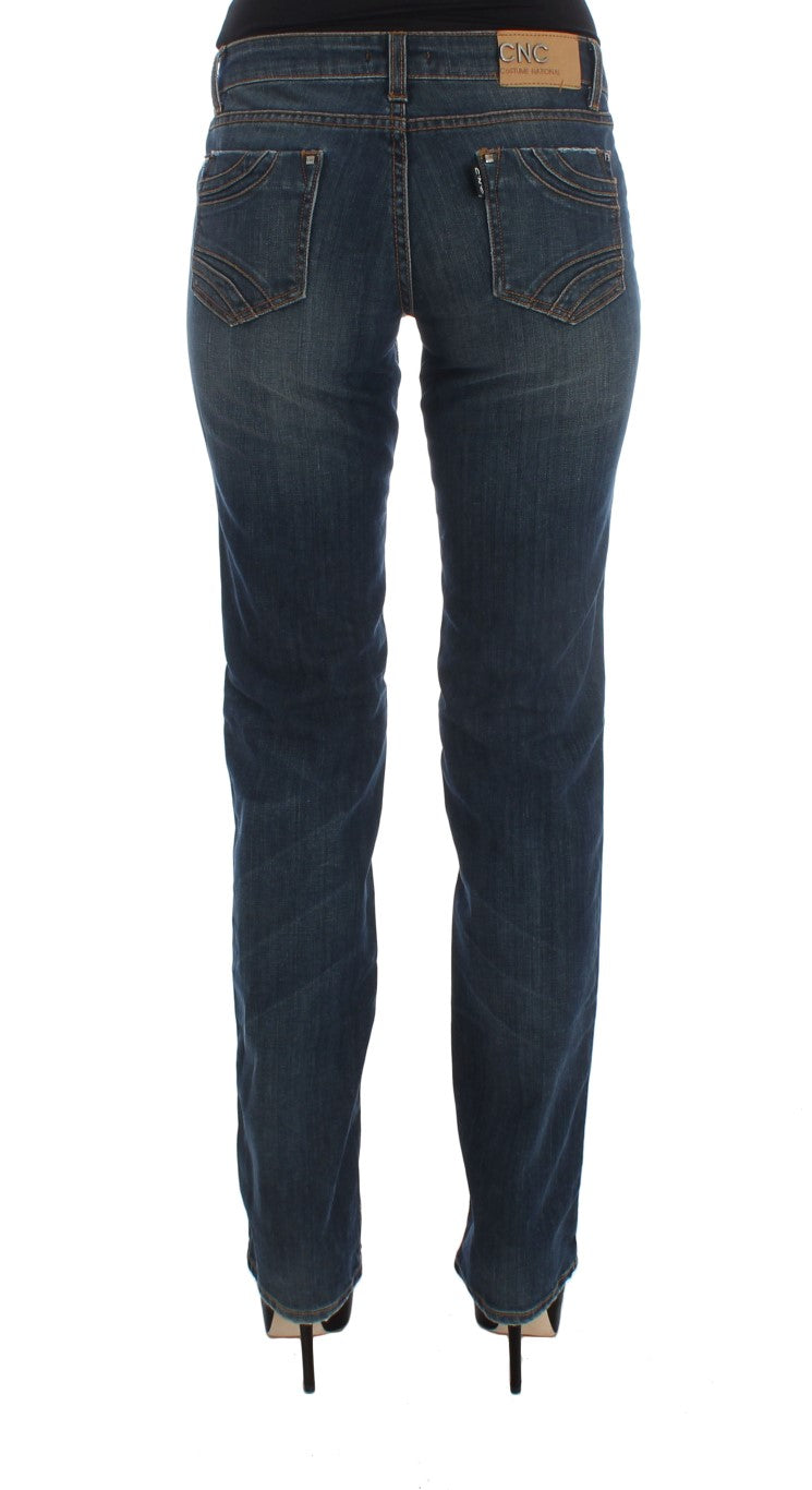 Costume National Blue Cotton Blend Bootcut Jeans