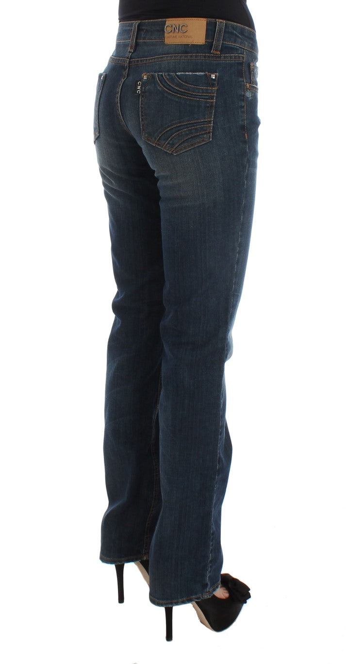 Costume National Blue Cotton Blend Bootcut Jeans