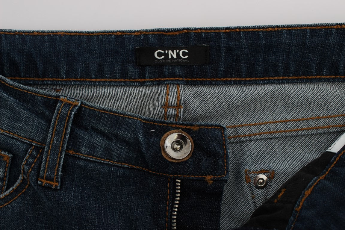 Costume National Blue Cotton Blend Bootcut Jeans