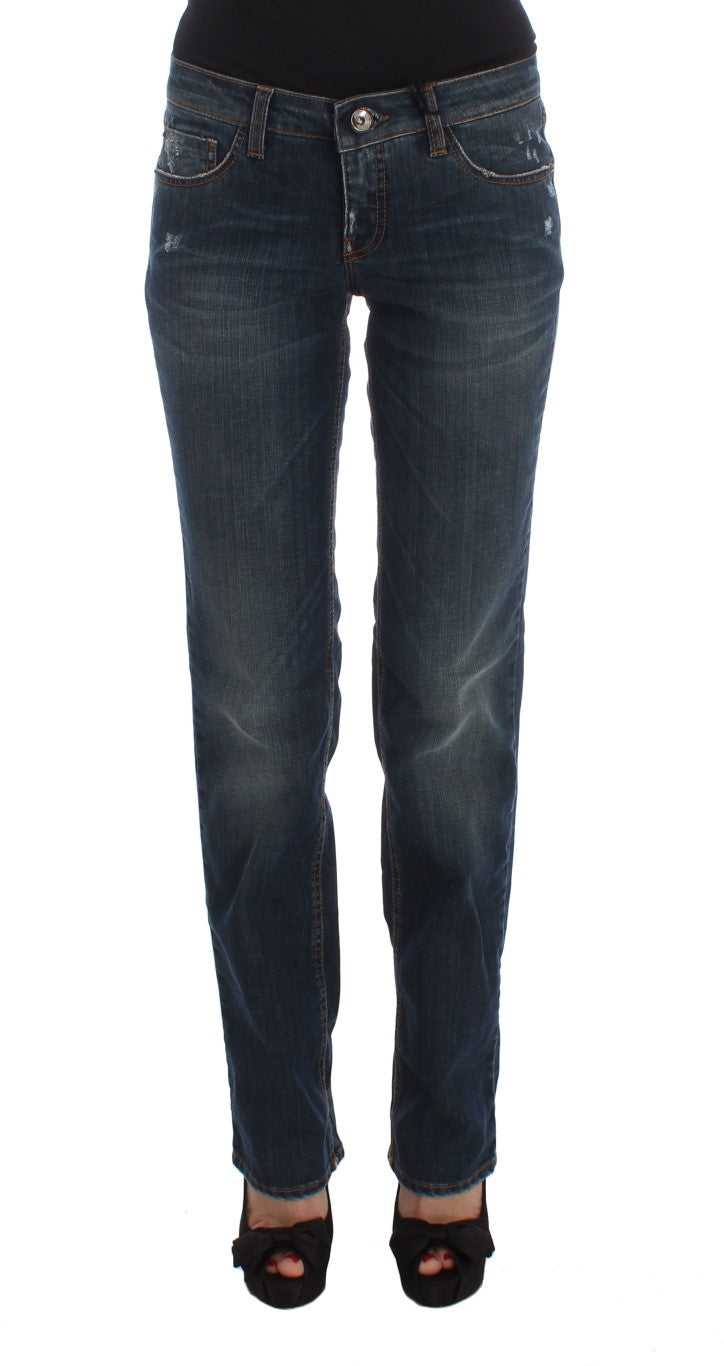 Costume National Blue Cotton Blend Bootcut Jeans