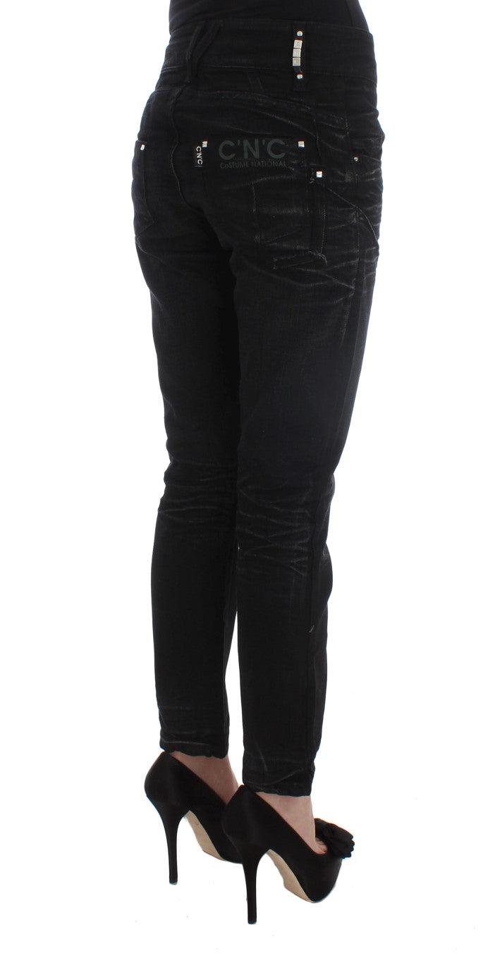 Costume National Black Cotton Slouchy Slims Fit Jeans