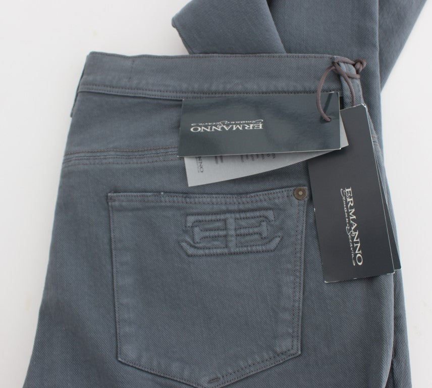 Ermanno Scervino Blue Cotton Blend Slim Fit Bootcut Jeans