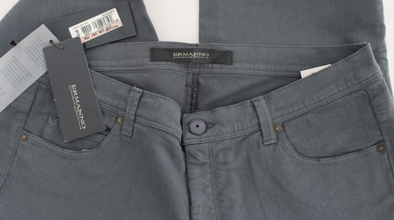 Ermanno Scervino Blue Cotton Blend Slim Fit Bootcut Jeans