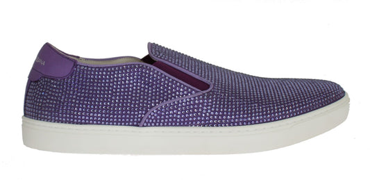 Dolce & Gabbana Purple Strass Canvas Logo Sneakers