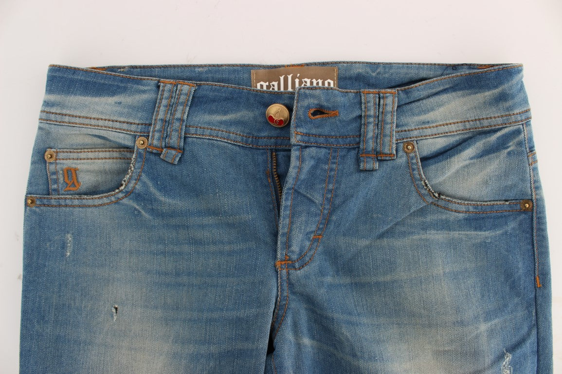 John Galliano Blue Wash Cotton Blend Slim Fit Jeans