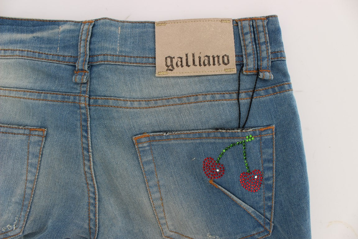 John Galliano Blue Wash Cotton Blend Slim Fit Jeans