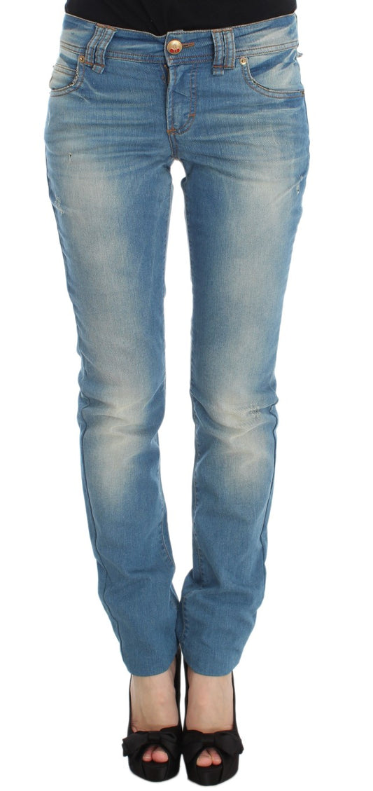 John Galliano Blue Wash Cotton Blend Slim Fit Jeans