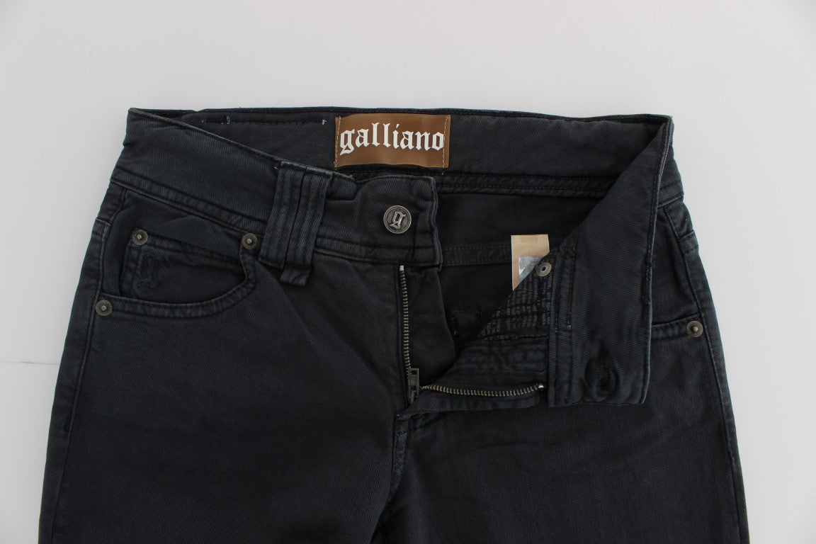 John Galliano Blue Wash Cotton Blend Slim Fit Bootcut Jeans