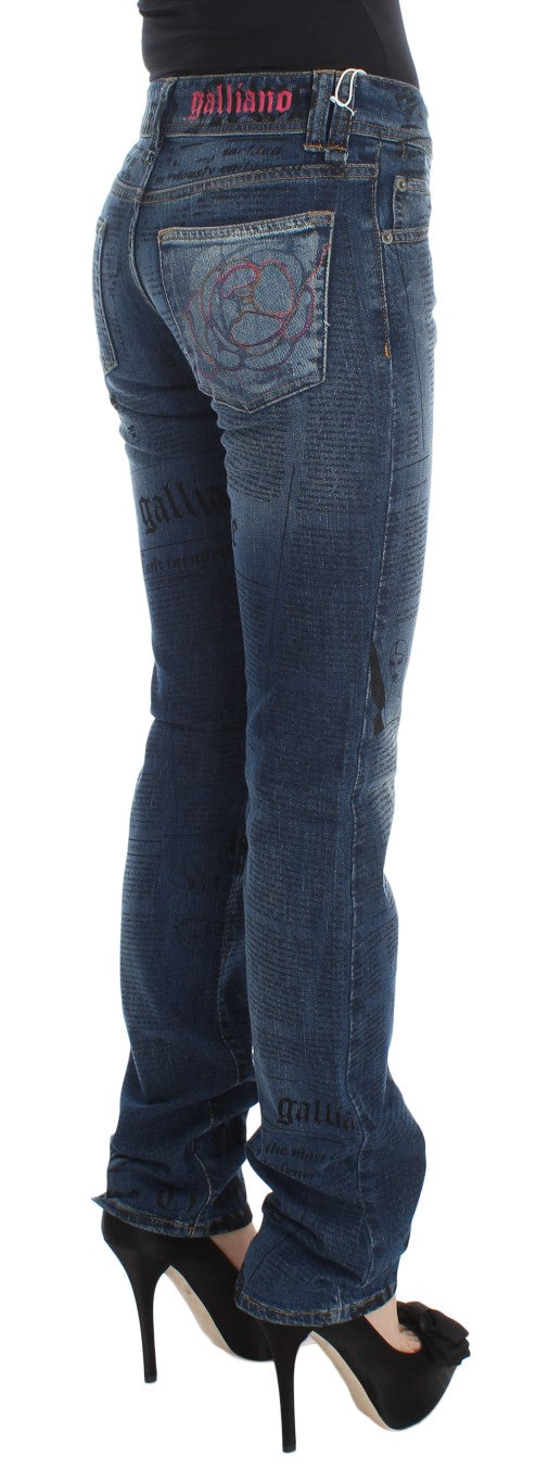 John Galliano Blue Wash Cotton Blend Slim Fit Bootcut Jeans