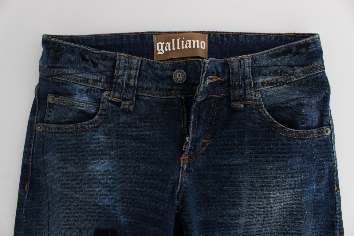 John Galliano Blue Wash Cotton Blend Slim Fit Bootcut Jeans