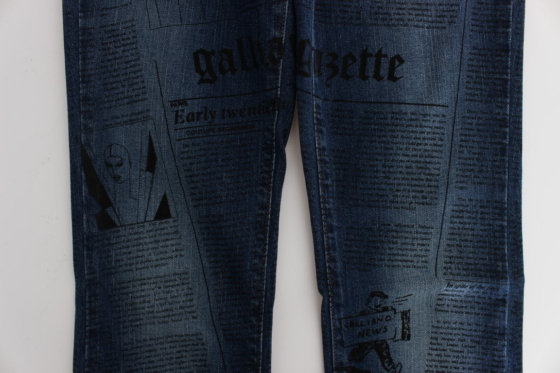 John Galliano Blue Wash Cotton Blend Slim Fit Bootcut Jeans