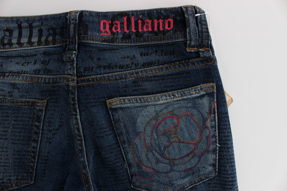 John Galliano Blue Wash Cotton Blend Slim Fit Bootcut Jeans