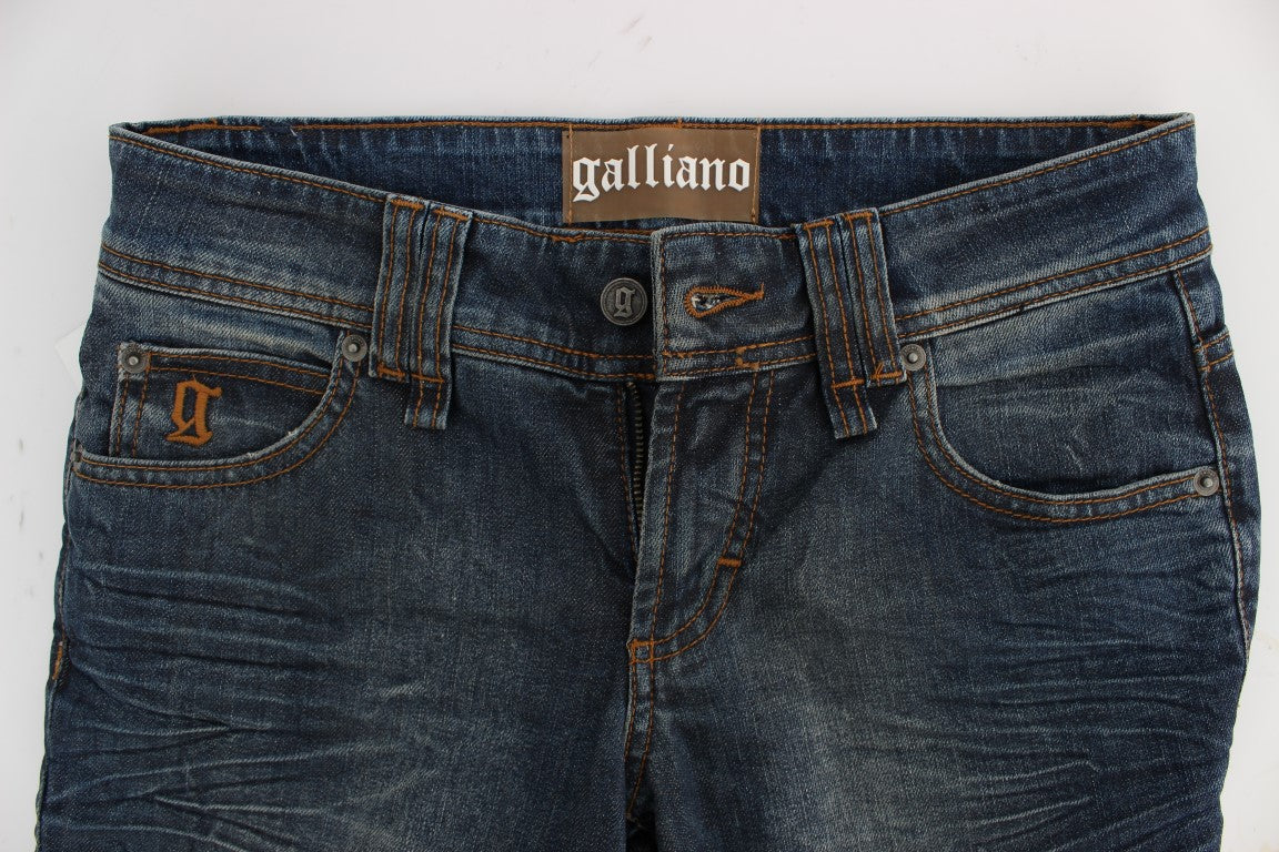 John Galliano Blue Wash Cotton Blend Slim Fit Jeans