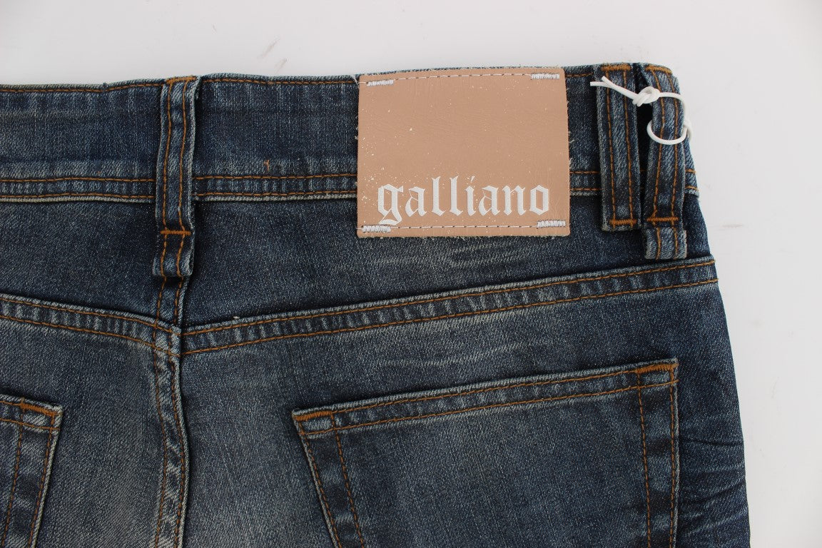 John Galliano Blue Wash Cotton Blend Slim Fit Jeans