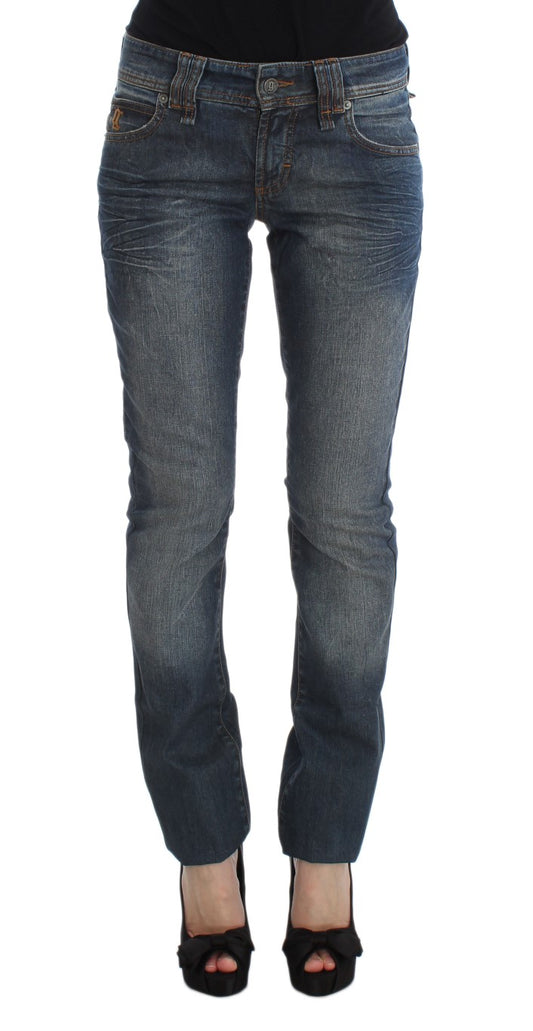 John Galliano Blue Wash Cotton Blend Slim Fit Jeans