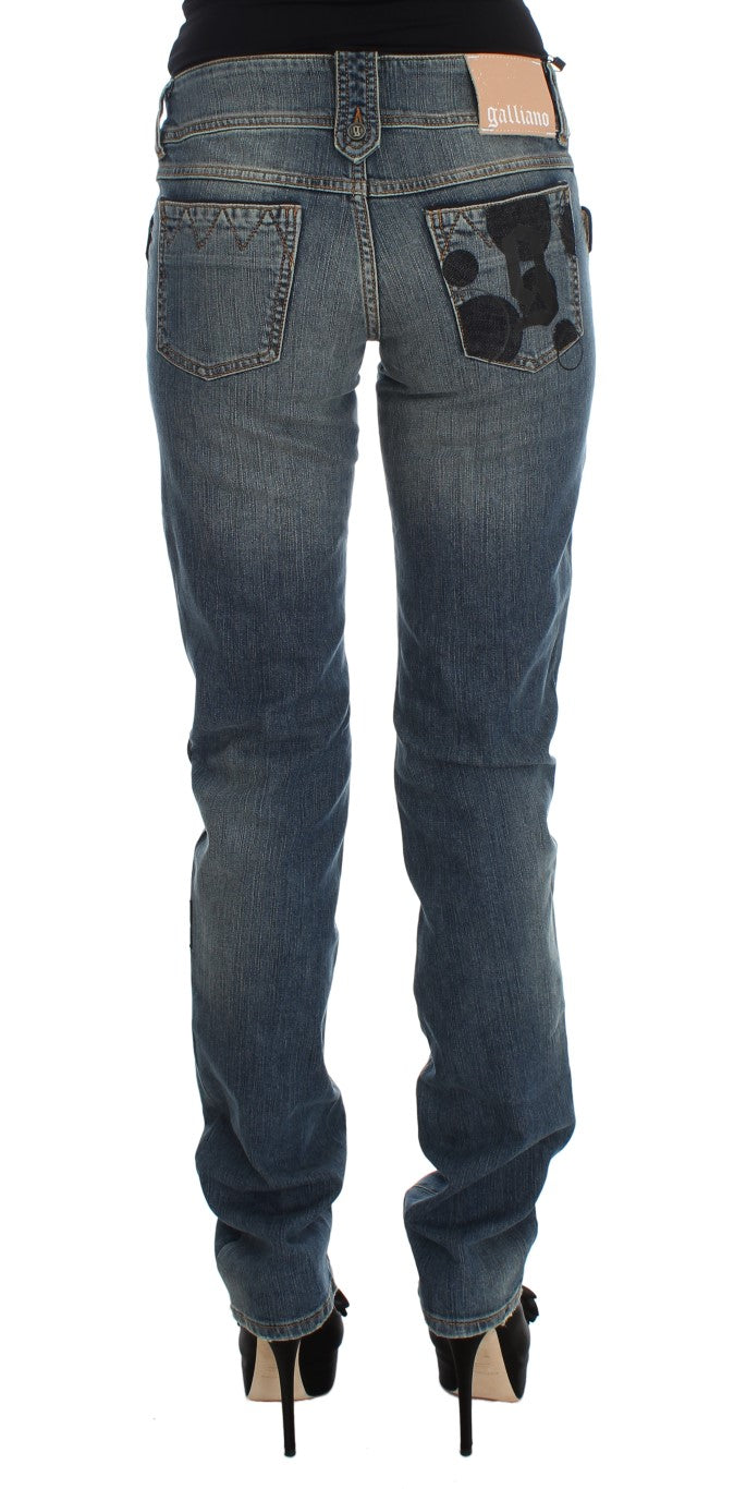 John Galliano Blue Wash Cotton Blend Slim Fit Bootcut Jeans