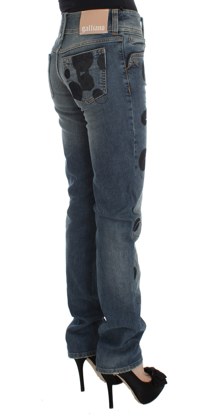 John Galliano Blue Wash Cotton Blend Slim Fit Bootcut Jeans