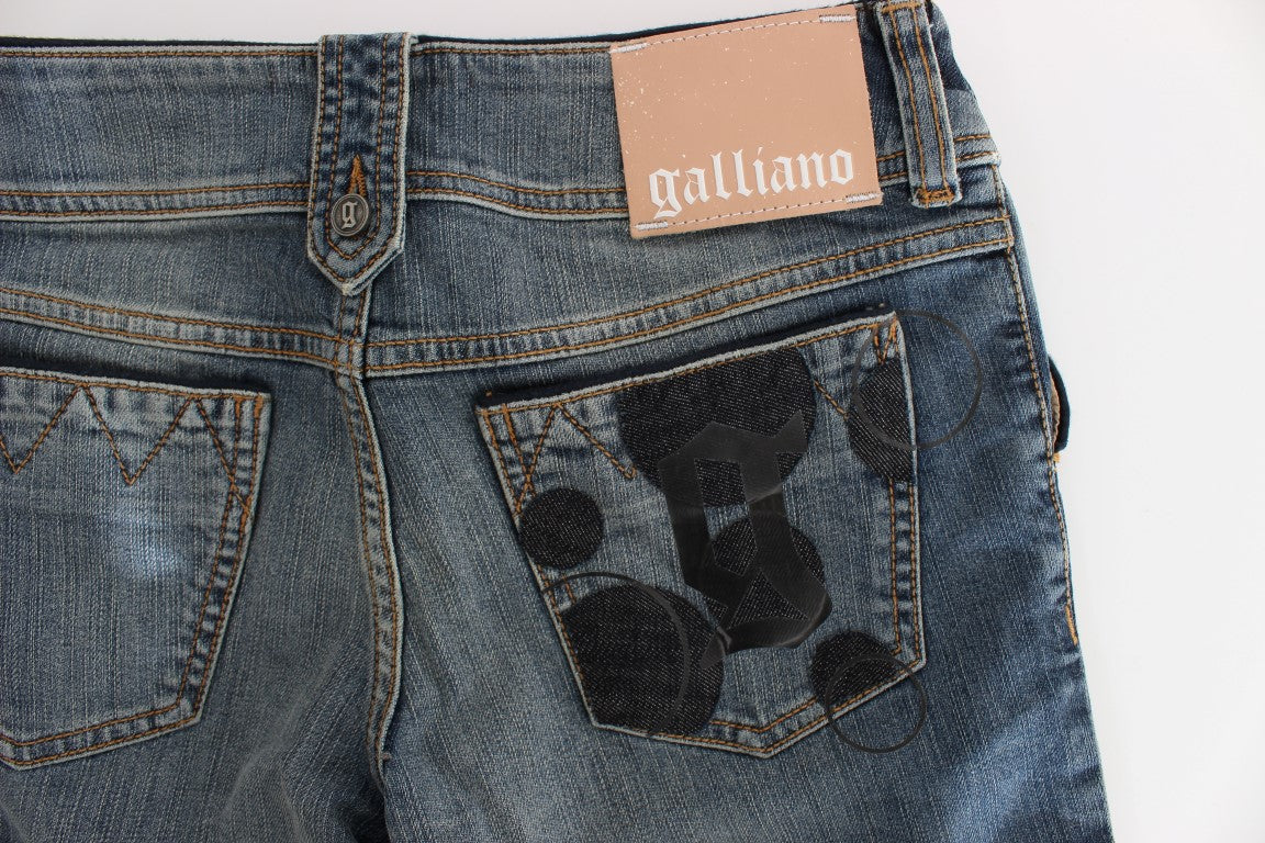 John Galliano Blue Wash Cotton Blend Slim Fit Bootcut Jeans