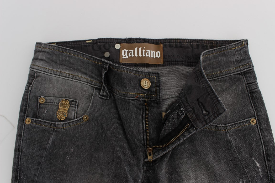 John Galliano Gray Wash Cotton Blend Slim Fit Stretch Jeans