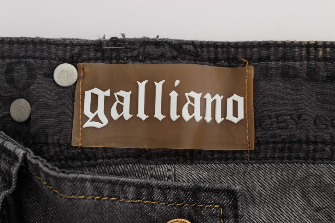 John Galliano Gray Wash Cotton Blend Slim Fit Stretch Jeans