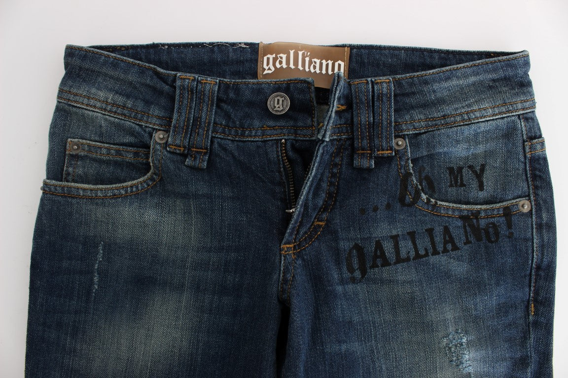 John Galliano Blue Wash Cotton Blend Slim Fit Jeans