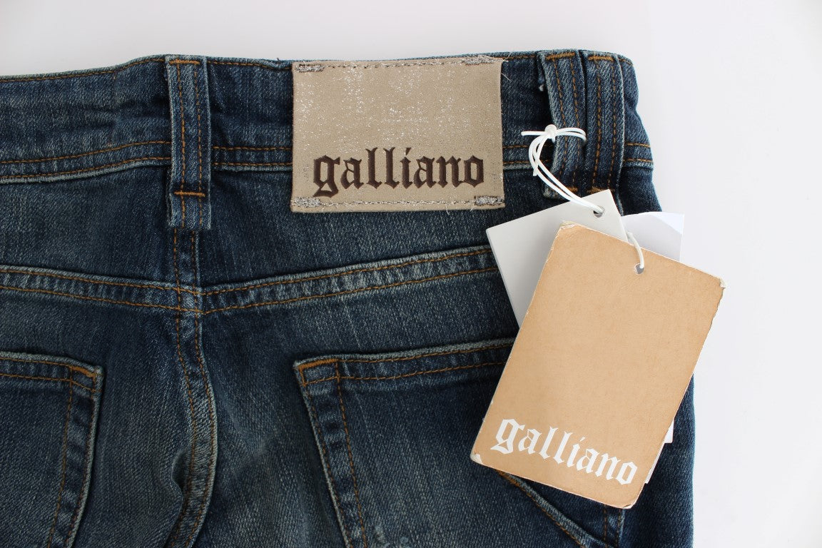 John Galliano Blue Wash Cotton Blend Slim Fit Jeans