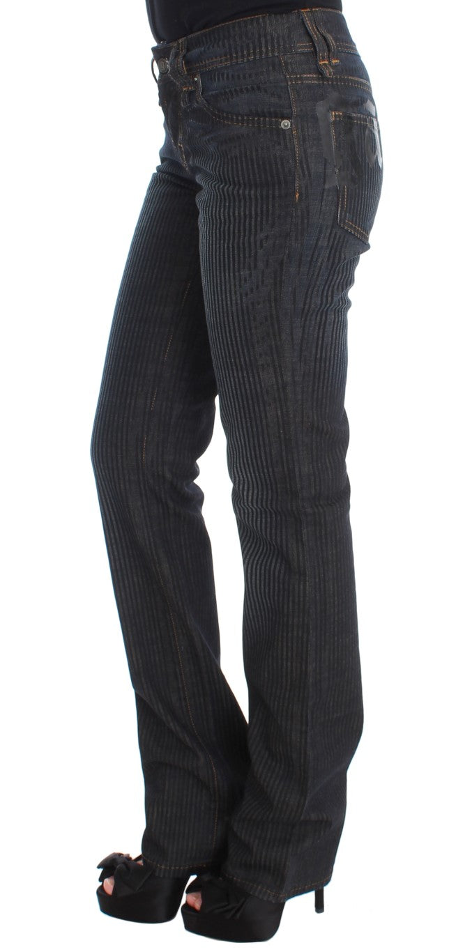 John Galliano Blue Wash Cotton Blend Slim Fit Bootcut Jeans