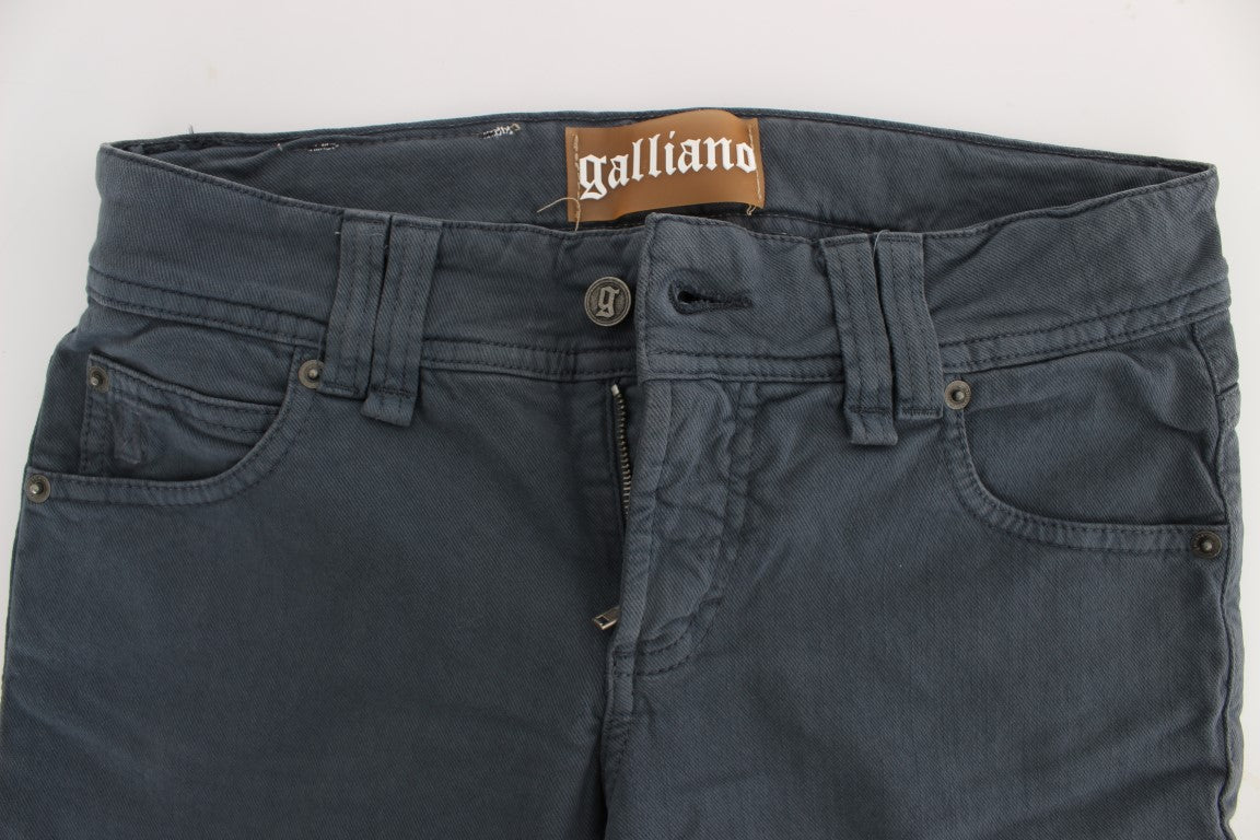 John Galliano Blue Cotton Blend Slim Fit Bootcut Jeans