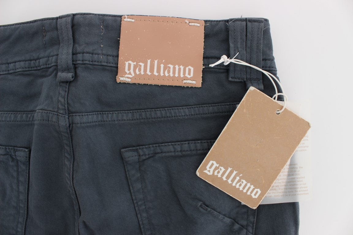 John Galliano Blue Cotton Blend Slim Fit Bootcut Jeans