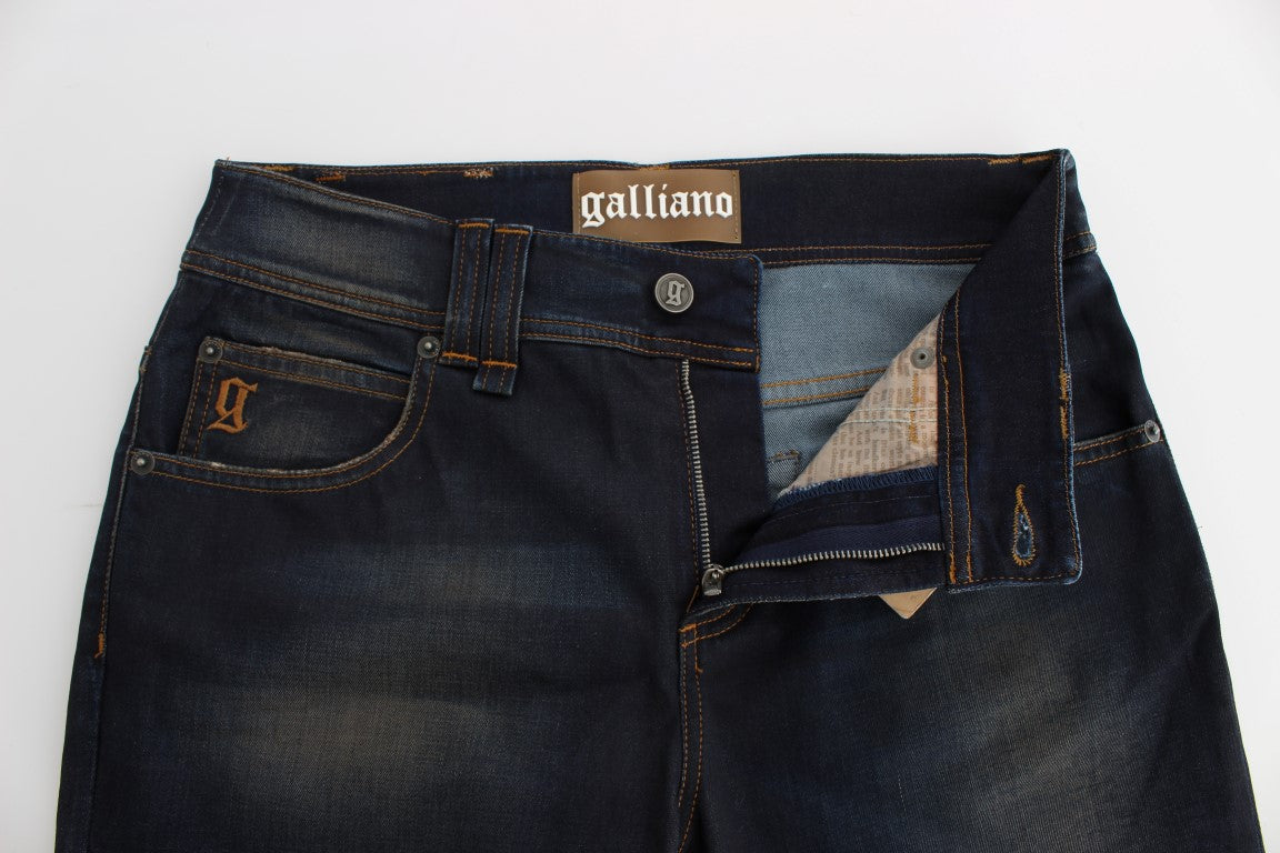 John Galliano Blue Wash Cotton Blend Boyfriend Fit Jeans