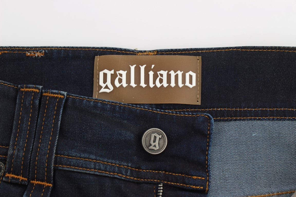 John Galliano Blue Wash Cotton Blend Boyfriend Fit Jeans