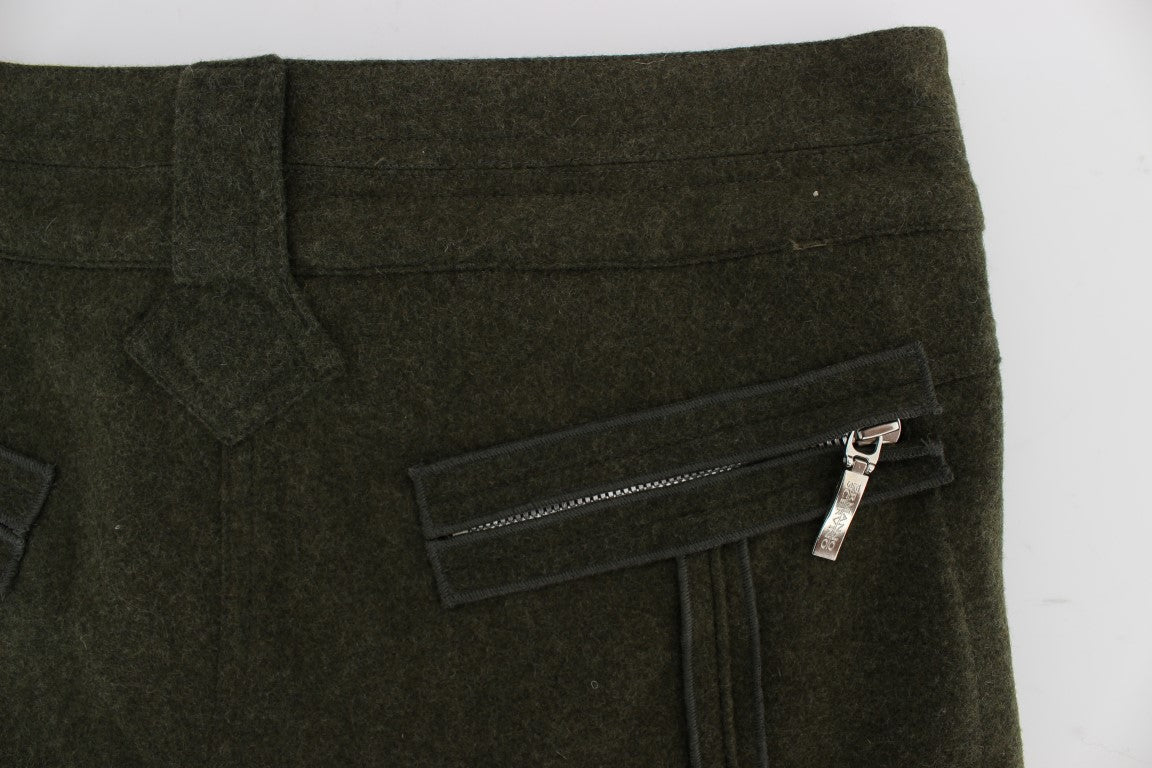 Ermanno Scervino Green Wool Blend Loose Fit Cargo Pants