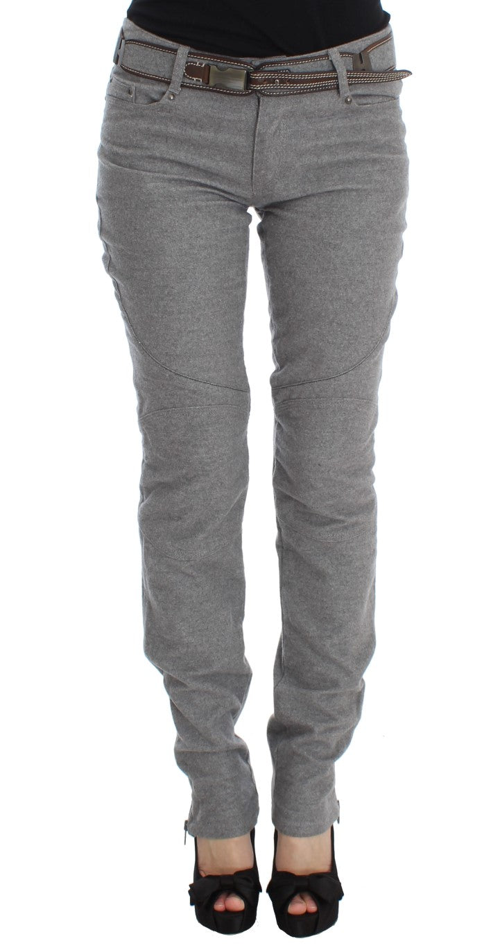 Ermanno Scervino Gray Cotton Slim Fit Casual Bootcut Pants